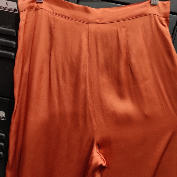 NEW Anthropologie Corey Lynn Calter Dark Orange Satin Petra Trousers M - Picture 13 of 15